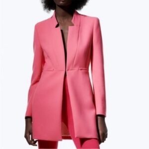 NWT Zara hot pink tapered long blazer